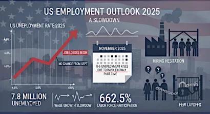 Fin 2025, le chômage aux USA sur une courbe ascendante depuis mai. 