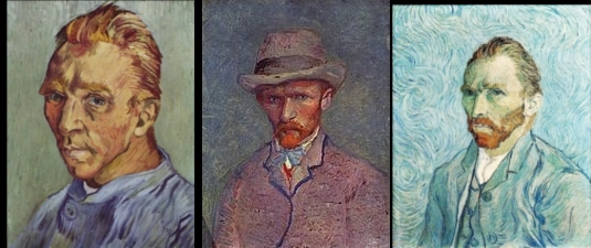 (a) Autoportrait au visage glabre (b) Autoportrait en chapeau de feutre (c) Autoportrait