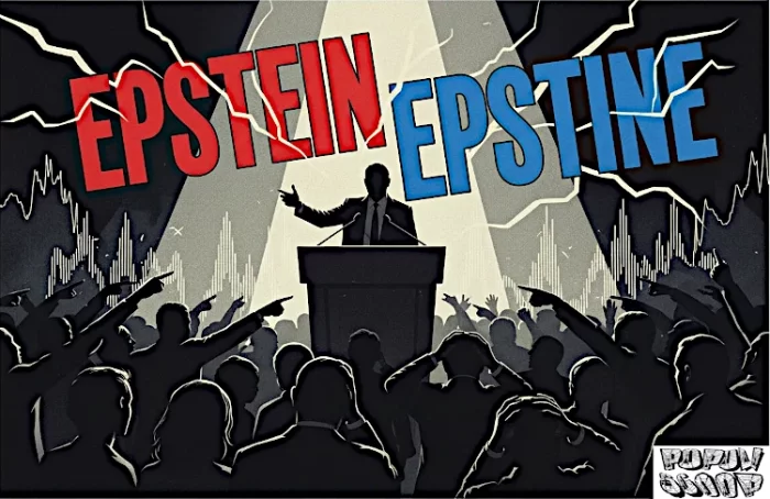26 février 2026, un meeting à Lyon de LFI, Jean-Luc Mélenchon ironise sur la prononciation du nom "Epstein"